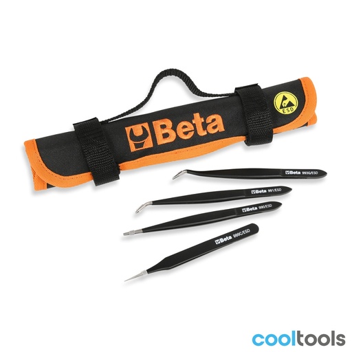 Beta | 999ESD/B4 | Set 4 ESD-pincetten, zuur- en magneetbestendig | 009990040