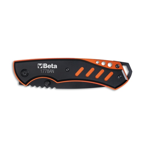 Beta | 1778AN | Inklapbaar mes, roestvaststalen blad, geanodiseerd aluminium handvat, in houder | 017780065