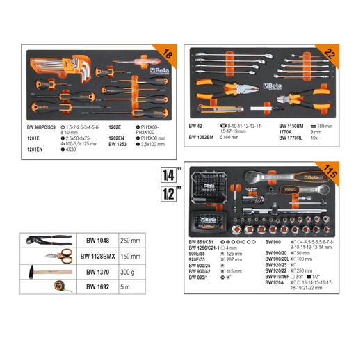 Beta | 2200E/N | Draagbare gereedschapskoffer 159-delig in EVA-lade | 022006211