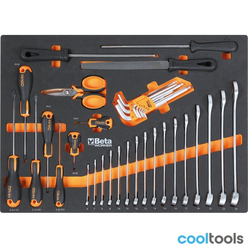 Beta | C04BOX-A VU | Gereedschapswagen met 6 laden en 196-delig assortiment | 024006301