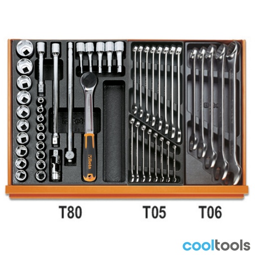 Beta | 5908VI/2T | Industrieel assortiment van 232 gereedschappen in ABS-inlegbakken | 059081105