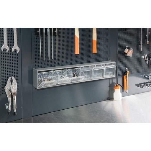Beta | PM/6C | Magazijnbakjes 6-vaks, kunststof met wandhouder | 088880440