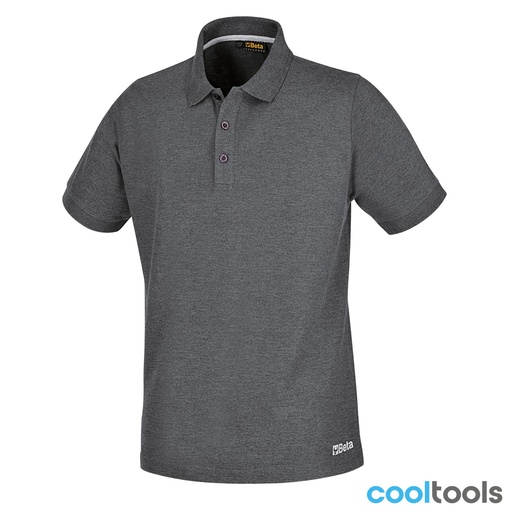 Beta | 7552G | Poloshirt met drie knopen, pique-katoen 200 g/m2, grijs melange
