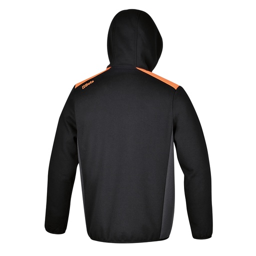 Beta | 7566NG | Lange hoodie met rits, zwart met antracietgrijze inzetstukken