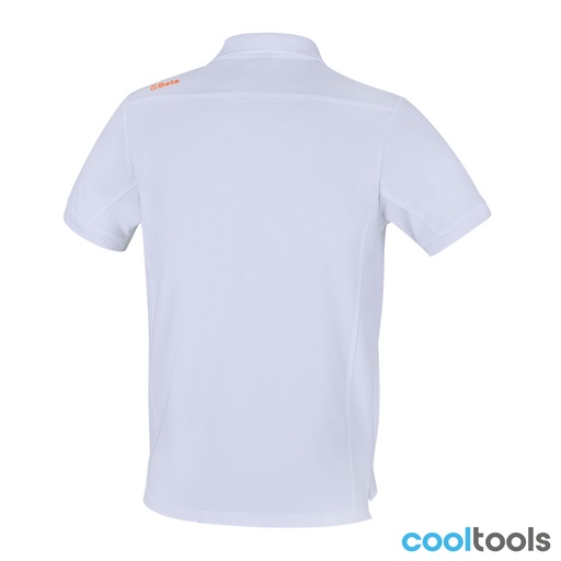 Beta | 9534WO | Poloshirt, jersey katoen, 200 g/m2, wit met oranje inzetstukken