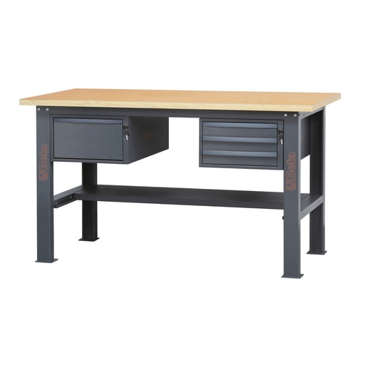 Beta | C58BC-W1,6 4C | Werkbank 1,6 m met houten werkblad en 4 laden