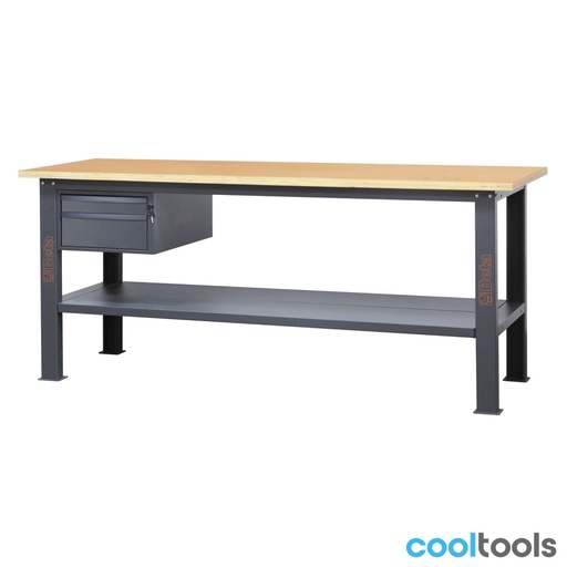 Beta | C58BC-W2,1 2C | Werkbank 2,1 m met houten werkblad en 2 laden
