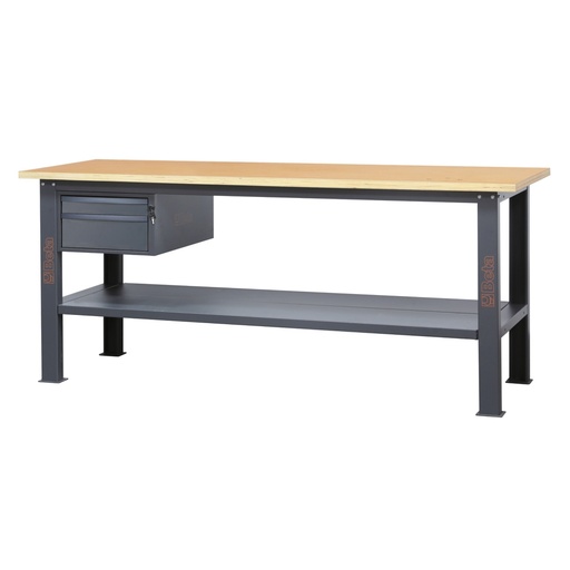 Beta | C58BC-W2,1 2C | Werkbank 2,1 m met houten werkblad en 2 laden