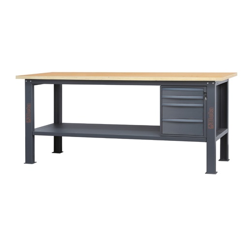 Beta | C58BC-W2,1 4C | Werkbank 2,1 m met houten werkblad en 4 laden