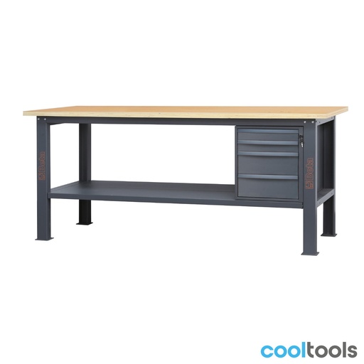 Beta | C58BC-W2,1 4C | Werkbank 2,1 m met houten werkblad en 4 laden