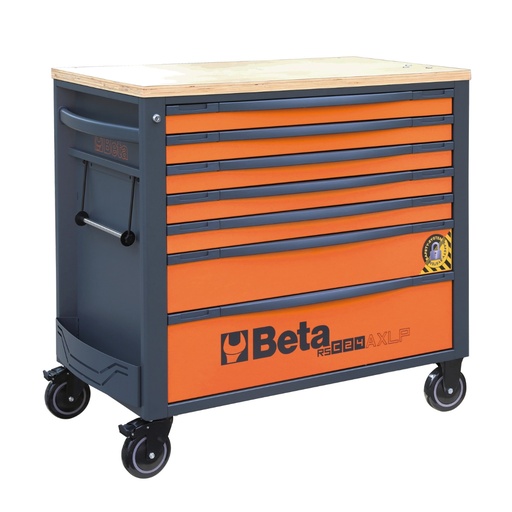Beta | RSC24AXLP/7 | Gereedschapswagen met 7 laden, met houten werkblad en anti-omvalsysteem, lang model