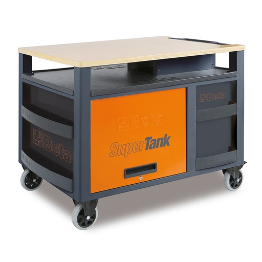 Beta | RSC28 | SuperTank verrijdbare werkbank met houten werkblad en 10 laden