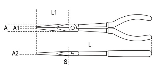 Beta | 1009L/A | Extra lange buigtang met lange halfronde bekken en PVC-handgreep | 010090008