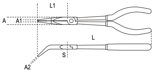Beta | 1009L/B | Extra lange buigtang, lange halfronde 45° gebogen bekken, PVC-handgreep | 010090009