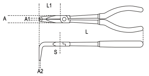 Beta | 1009L/C | Extra lange buigtang, lange halfronde 90° gebogen bekken, PVC-handgreep | 010090010