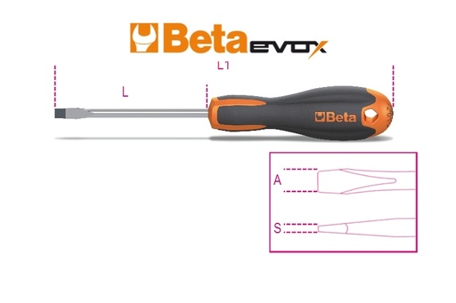 Beta | 1201E | Evox schroevendraaiers voor sleufschroeven, verchroomd, Tip gebruneerd