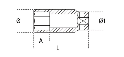 Beta | 720L | Slagdoppen 1/2", zeskant, lang model