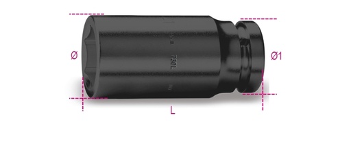 Beta | 730L | Slagdoppen 1.1/2", zeskant, lang, gefosfateerd