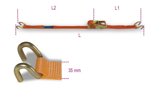 Beta | 8181S | Ratelsjorband met dubbele haak, LC 1000 kg, polyester (PES) | 081810206