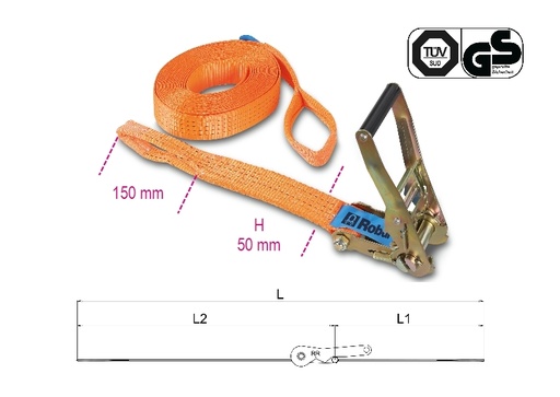 Beta | 8182A | Ratelspanband met twee ogen, LC 2000 kg, polyester (PES) | 081820585