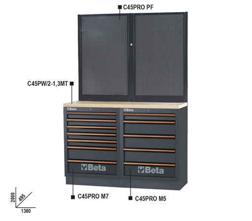 Beta | C45PRO | Werkplaatsinrichting, 1,3 m | 2.0 BPW-1,3 | 045002051