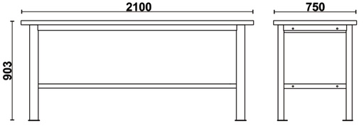 Beta | C58BC-X2,1 | Werkbank met RVS-gecoat MDF-werkblad, 2,1 m lang | 058000626