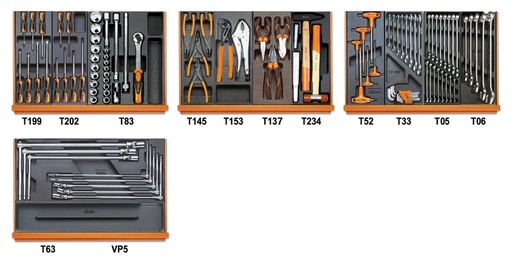 Beta | 5904VA/T | Assortiment van 102 gereedschappen in zachte inlegbakken | 059040416