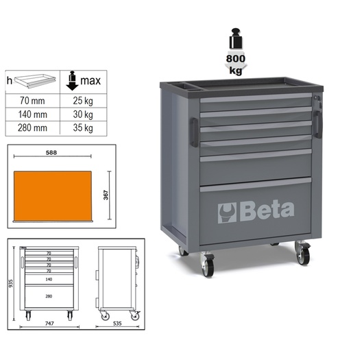 Beta | RSC50 | Gereedschapswagen met 6 laden | RSC50 2.0 C6 | 050001206