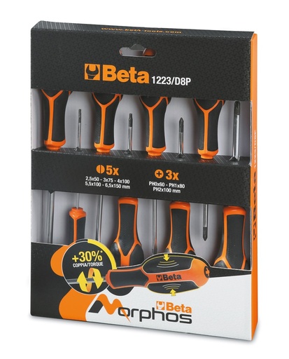 Beta | 1223/D8P | Set van 8 Morphos-schroevendraaiers + gratis LEGO McLaren-raceauto | ZNLDEC034