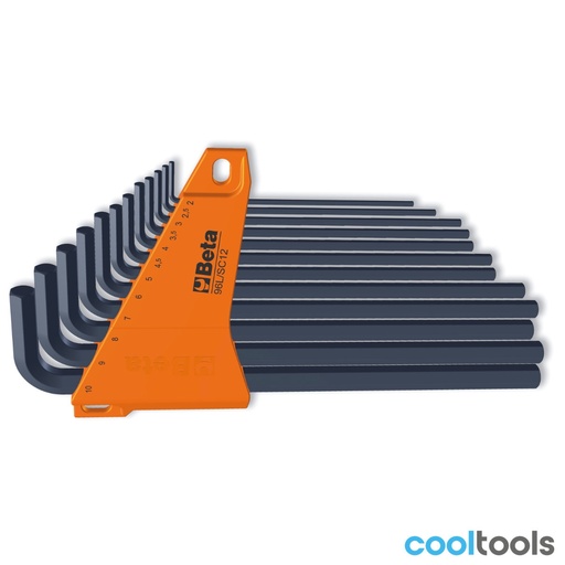 Beta | 96L/SC12 | Set gebogen inbussleutels lang type, gepolijst, met kunststof houder | 000960929