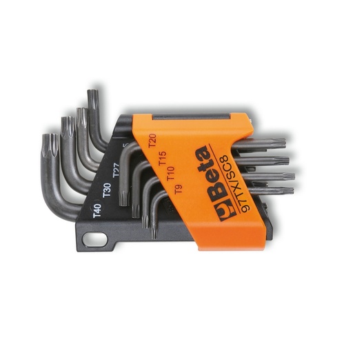 Beta | 97TX/SC8 | Set gebogen stiftsleutels voor Torx schroeven, gepolijst, met kunststof houder | 000970064