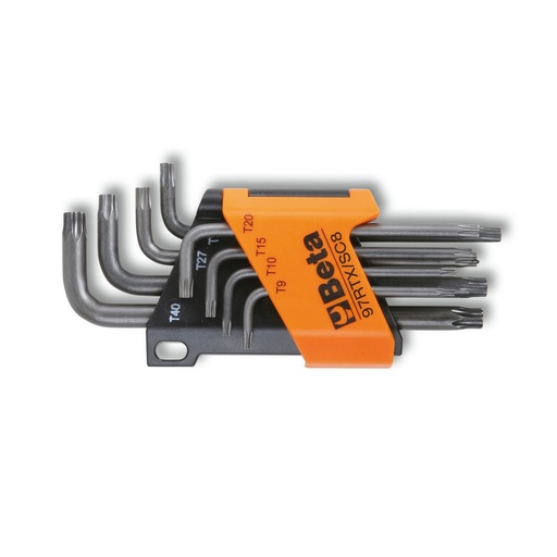 Beta | 97RTX/SC8 | Set gebogen stiftsleutels voor Tamper Resistant Torx schroeven, met kunststof houder | 000970263