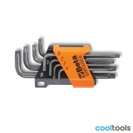 Beta | 97RTX/SC8 | Set gebogen stiftsleutels voor Tamper Resistant Torx schroeven, met kunststof houder | 000970263