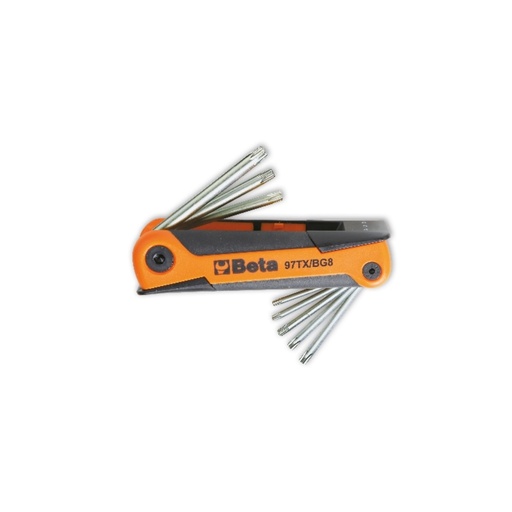 Beta | 97TX/BG8 | 8-delige uitklapbare stiftsleutels met Torx profiel | 000970368