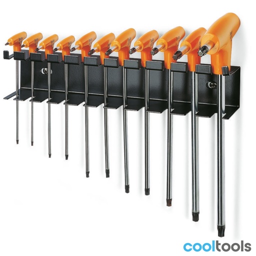 Beta | 97TTX/SP | Set gebogen steeksleutels met greep voor Torx-busschroeven verchroomd, met houder | 000970840