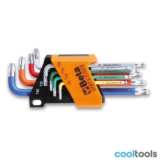 Beta | 97BTX-C/SC8 | 8-delig set haakse stiftsleutels voor Torx profiel schroeven | 000971658