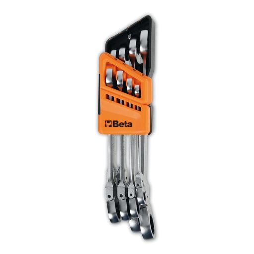 Beta | 142SN/SC8 | 8-delige set scharnierbare ratelringsteeksleutels met kniegewricht | 001420258