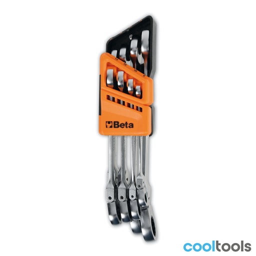 Beta | 142SN/SC8 | 8-delige set scharnierbare ratelringsteeksleutels met kniegewricht | 001420258