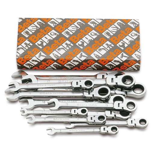 Beta | 142SN/S | 13-delige set scharnierende ratelringsteeksleutels | 001420263