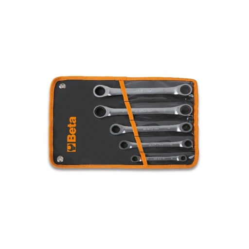 Beta | 195/B5 | 5-delige set twaalfkant platte ringsleutels in etui | 001950066