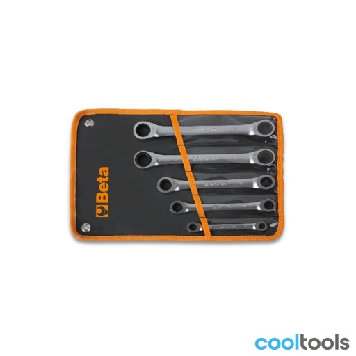 Beta | 195/B5 | 5-delige set twaalfkant platte ringsleutels in etui | 001950066