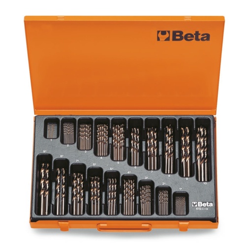 Beta | 415/C116 | Spiraalborenset 116-delig, korte uitvoering HSS-CO 8% geslepen, metalen etui | 004150450