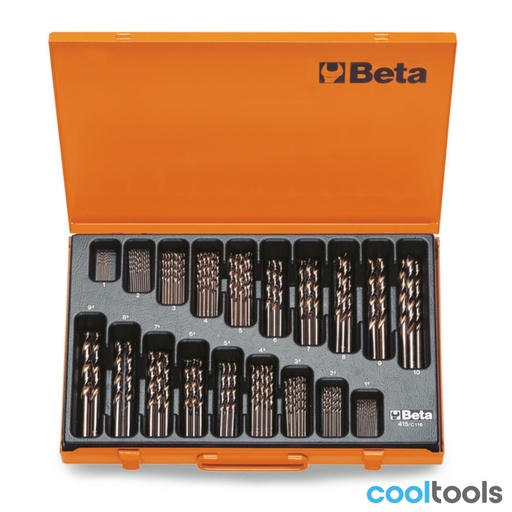 Beta | 415/C116 | Spiraalborenset 116-delig, korte uitvoering HSS-CO 8% geslepen, metalen etui | 004150450