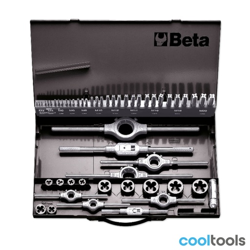 Beta | 447/C53 | Tappen- en snijplatenset HSS, metrische draad, metalen kist | 004470060