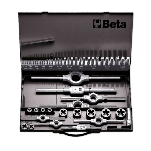 Beta | 447/C53 | Tappen- en snijplatenset HSS, metrische draad, metalen kist | 004470060