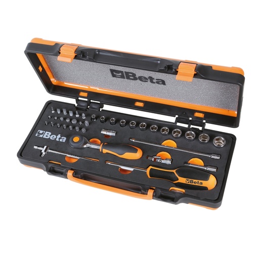 Beta | 900/C12MR | Doppendoos met 12 zeskant dopsleutels, 20 bits en 7 toebehoren, in metalen kist | 009000962