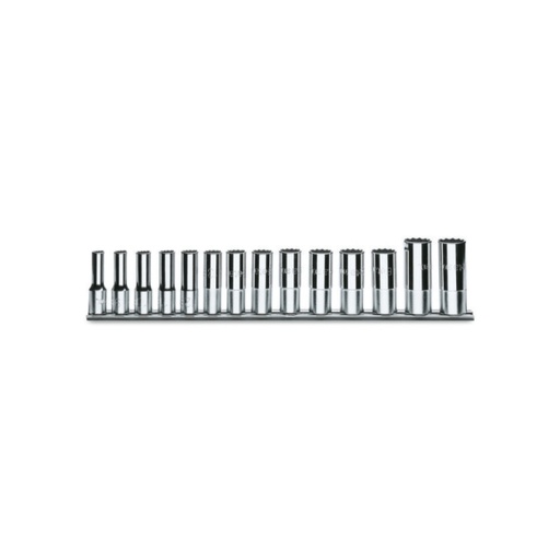 Beta | 910AL/SB14 | Doppenset slagdoppen zeskant 3/8", lang, 14-delig, met support | 009100174