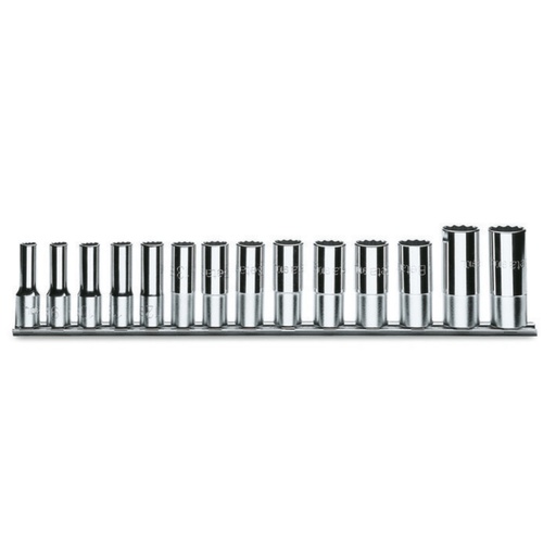 Beta | 910BL/SB | Dopsleutelset twaalfkant 3/8", lang model, verchroomd | 009100340