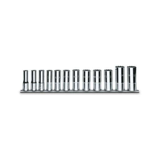 Beta | 910ASL/SB12 | Dopsleutelset twaalfkant 3/8", lang model, 12-delig, verchroomd | 009100365