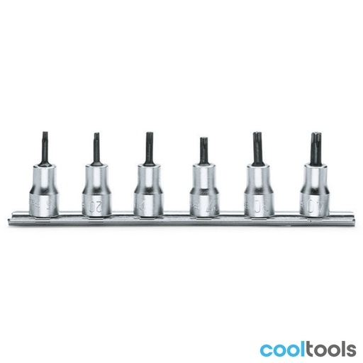 Beta | 910TX/SB | Schroevendraaierdoppen voor Torx-schroeven, 3/8", verchroomd | 009100530